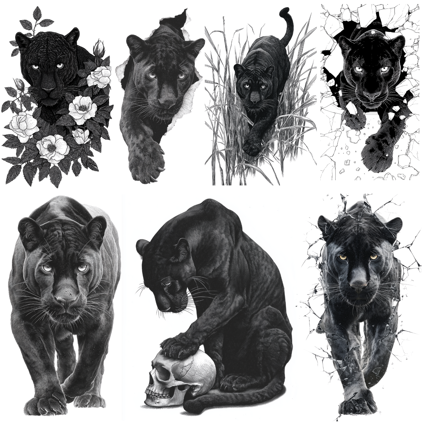 95 Panther Tattoo Designs Bundle | 4K PNG Art Collection