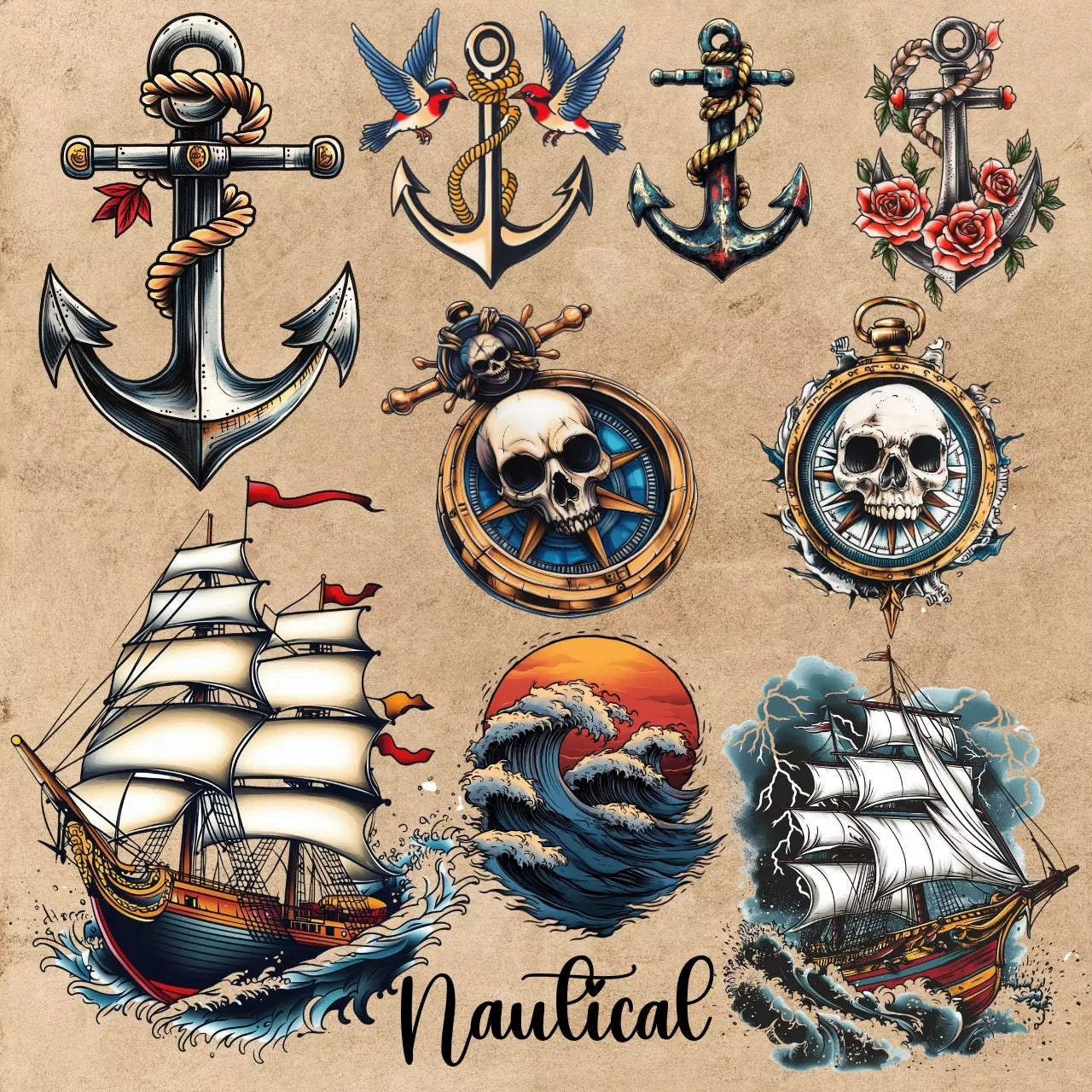 270 Traditional (Old School) Tattoo Designs – PNG Format