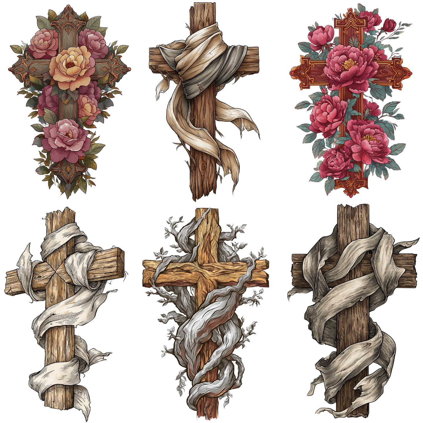 75 Cross Tattoo Designs Bundle | 4K PNG