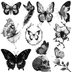 125 Butterfly Tattoo Designs Bundle | 4K PNG