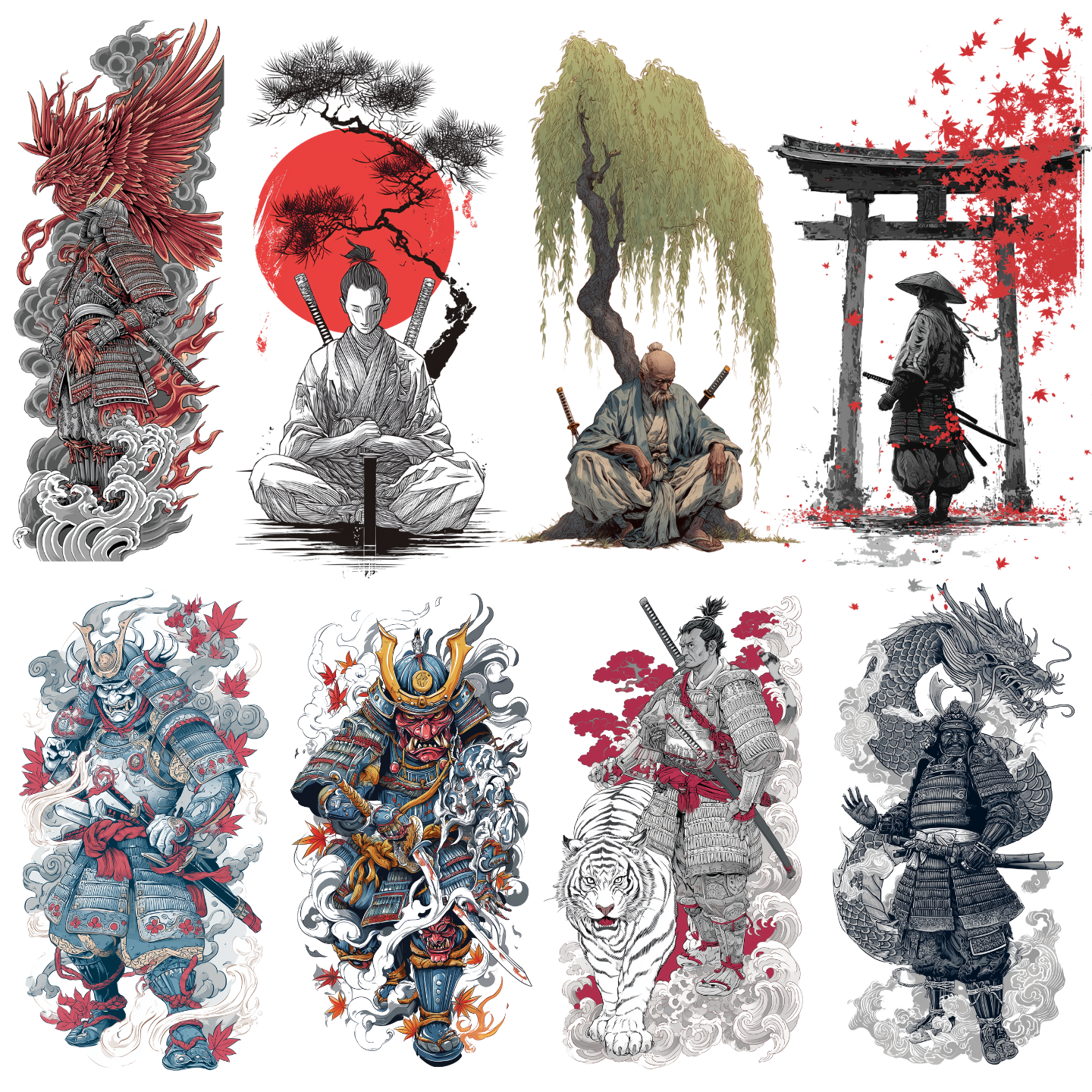 Samurai Tattoo Design Bundle — 88 Files | 4K PNG Art Collection