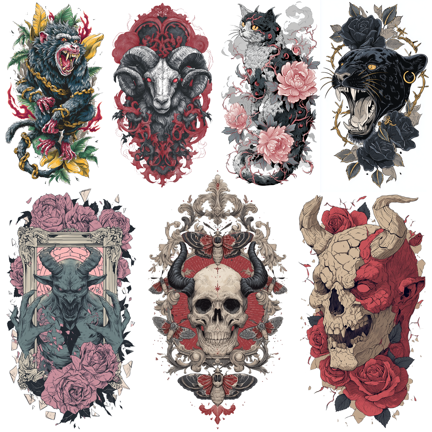 Demon Tattoo Design Bundle — 158 Files | 4K PNG Collection