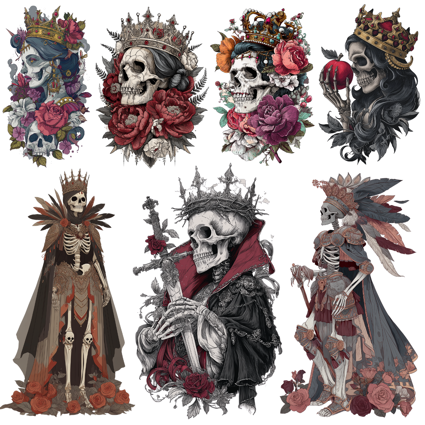Skull Queen Tattoo Design Bundle — 145 Files | 4K PNG Art Collection