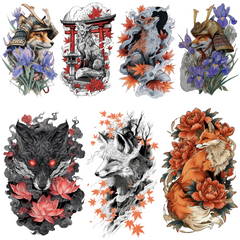 Fox Tattoo Design Bundle — 100 Files | 4K PNG Collection