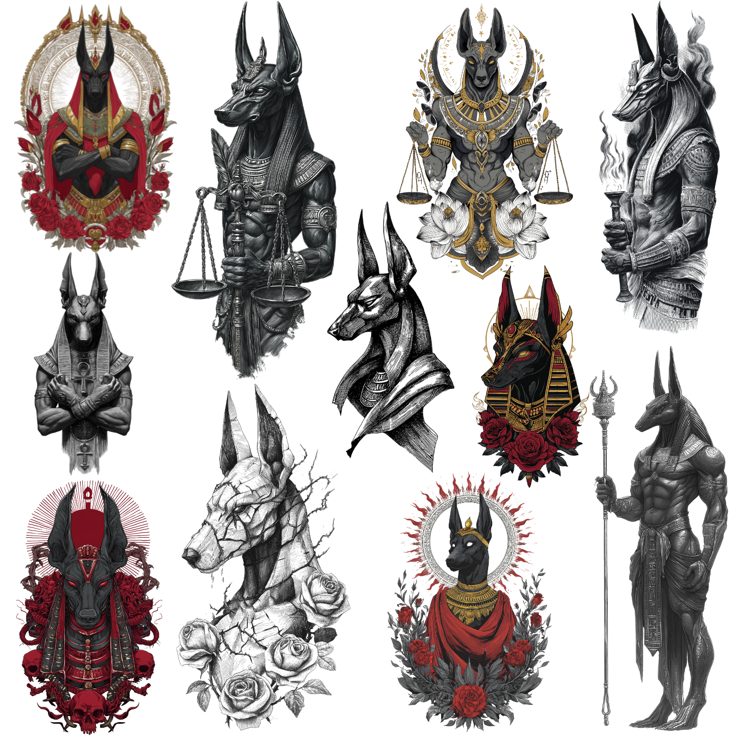 70 Anubis Tattoo Designs Bundle | 4K PNG