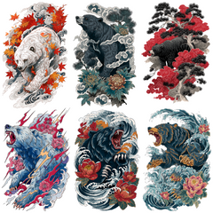 125 Bear Tattoo Designs Bundle | 4K PNG