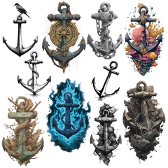 65 Anchor Tattoo Designs Bundle | 4K PNG