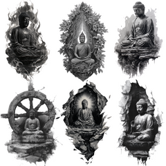 75 Buddha Tattoo Designs Bundle | 4K PNG