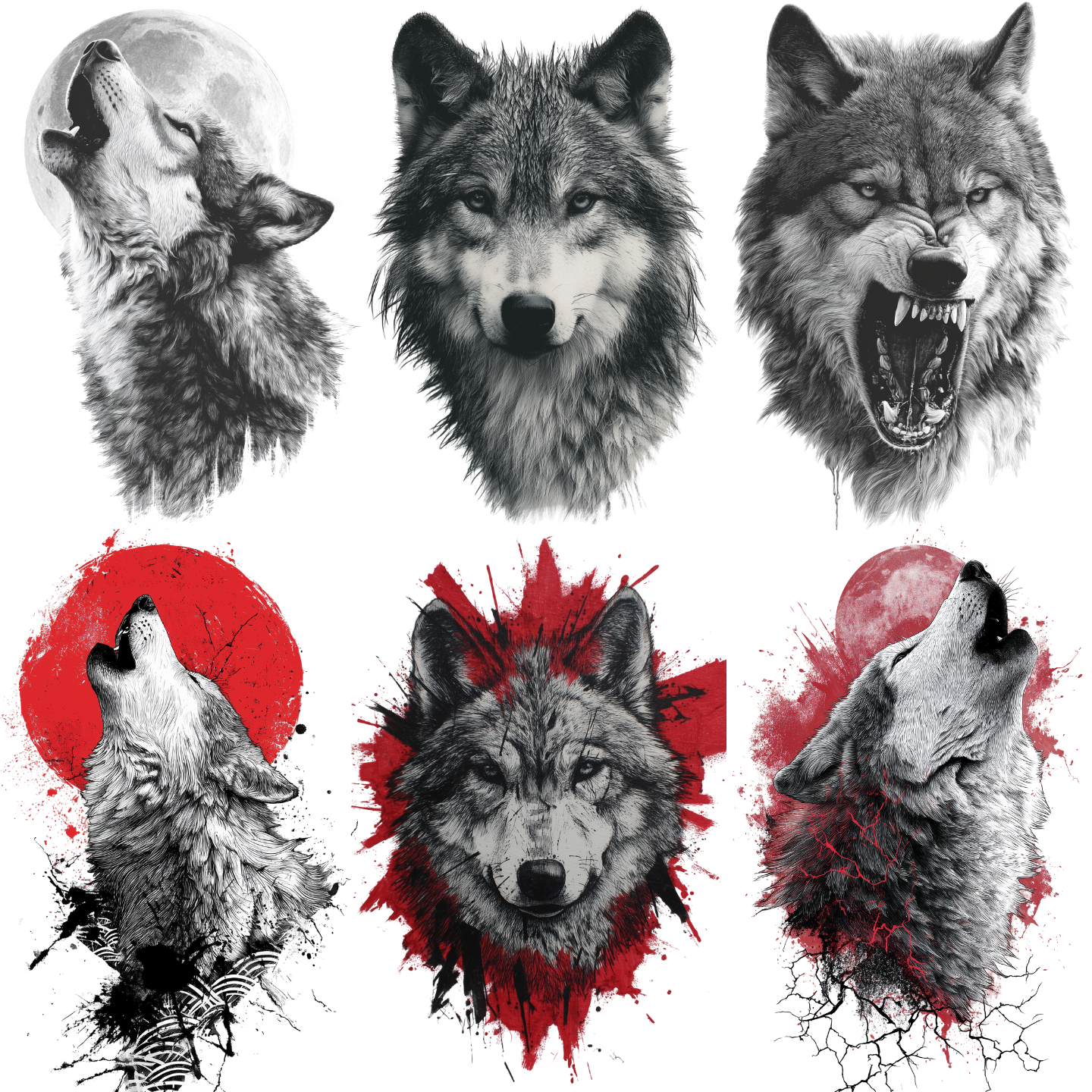 80 Wolf Tattoo Designs | Wild Spirit 4K PNG Tattoo Art Bundle