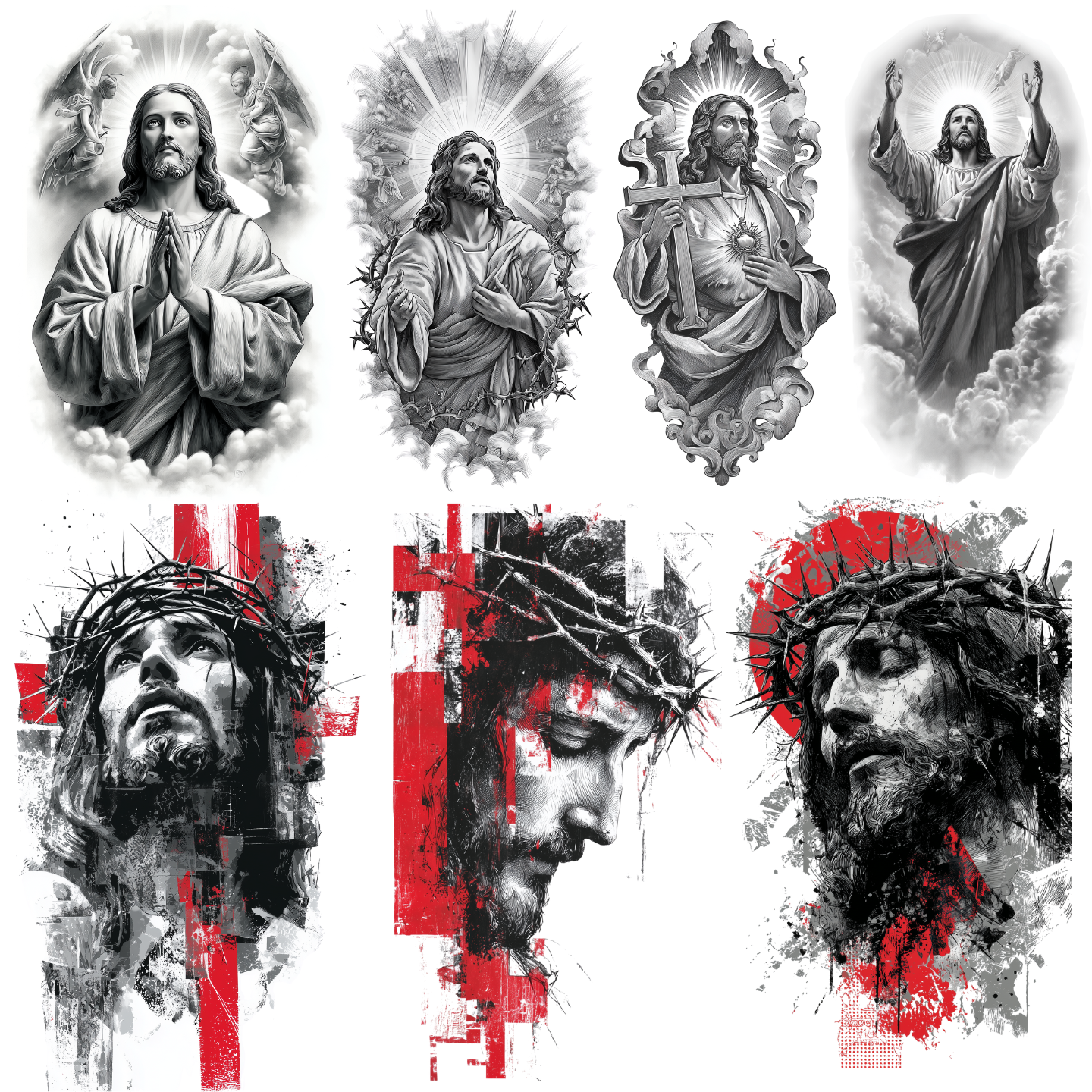 Jesus Christ Tattoo Design Bundle — 125 Files | 4K PNG Collection