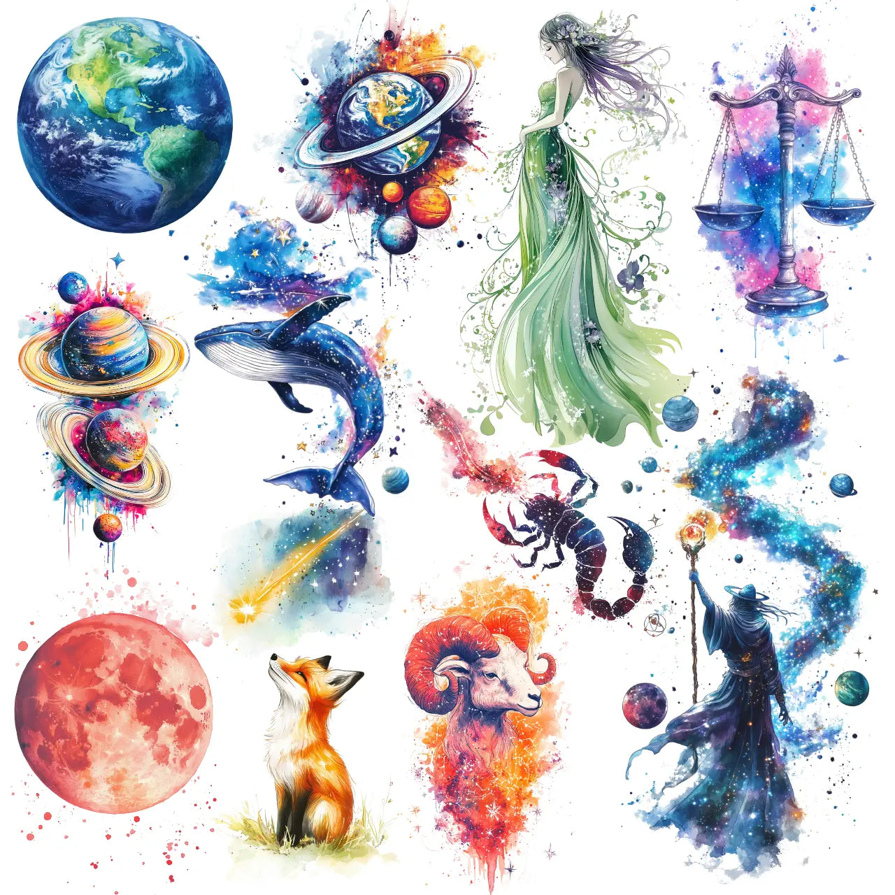 1450 Tattoo Designs in Watercolor Style (High-Res PNGs)