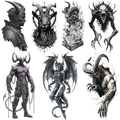 Demon Tattoo Design Bundle — 158 Files | 4K PNG Collection