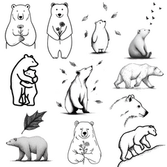 125 Bear Tattoo Designs Bundle | 4K PNG