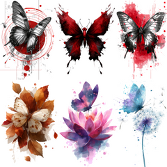 125 Butterfly Tattoo Designs Bundle | 4K PNG