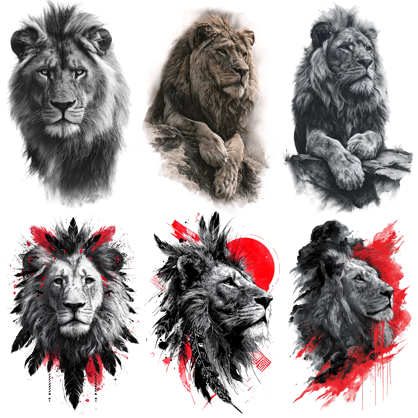 150 Lion Tattoo Designs | Powerful 4K PNG Art Bundle