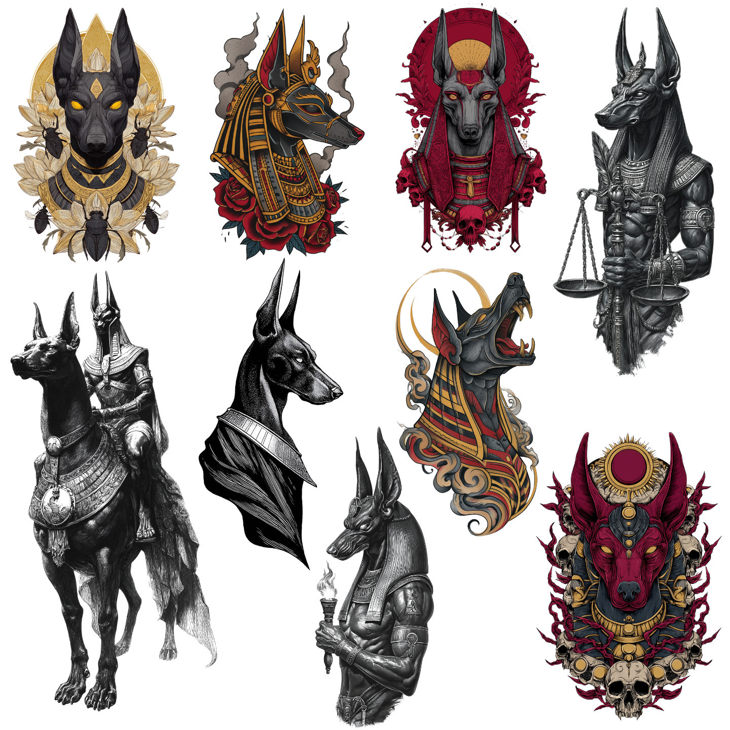 70 Anubis Tattoo Designs Bundle | 4K PNG
