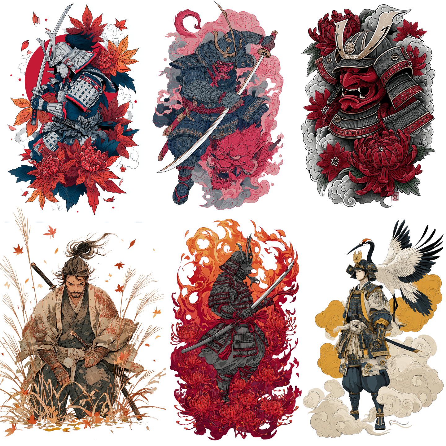 Samurai Tattoo Design Bundle — 88 Files | 4K PNG Art Collection