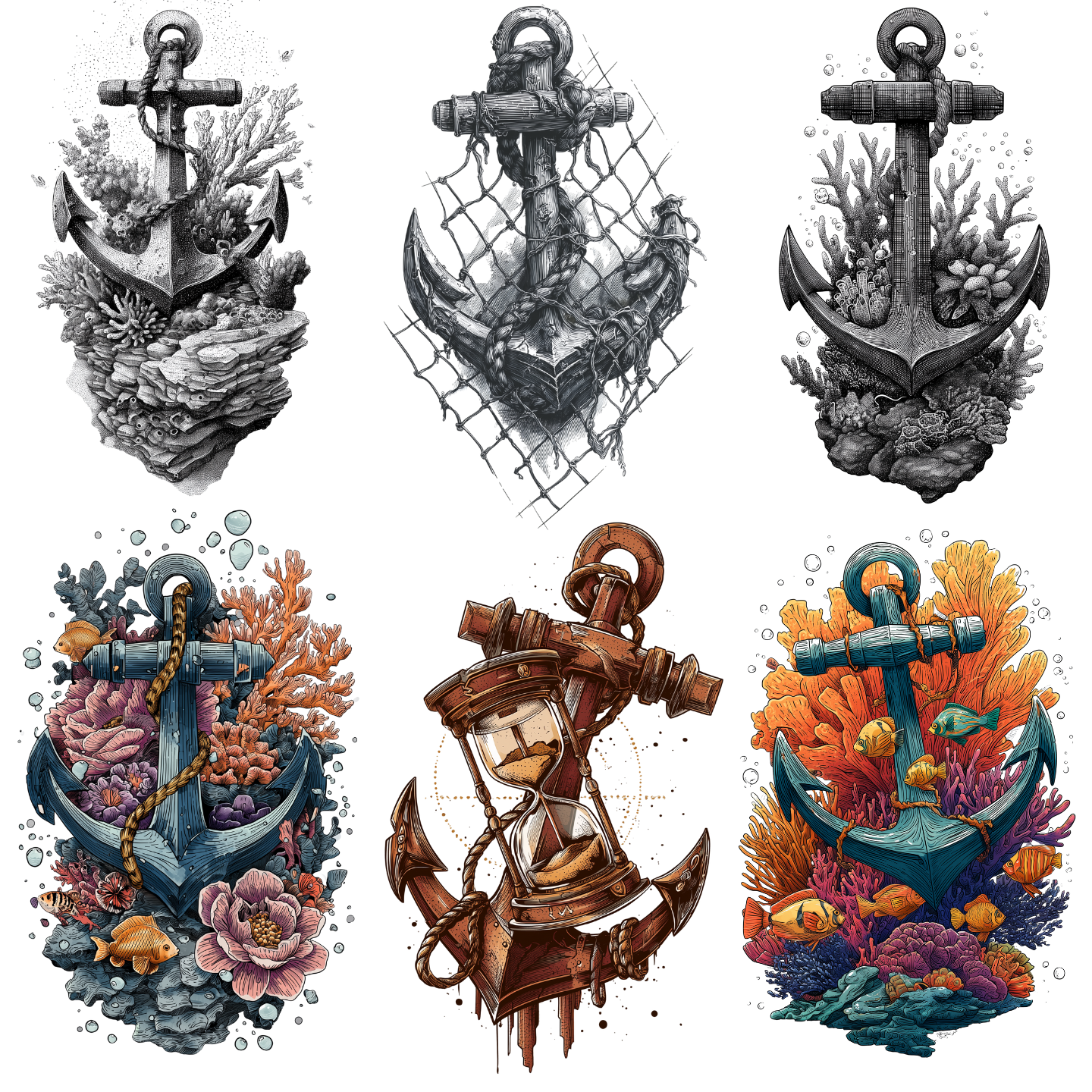 65 Anchor Tattoo Designs Bundle | 4K PNG