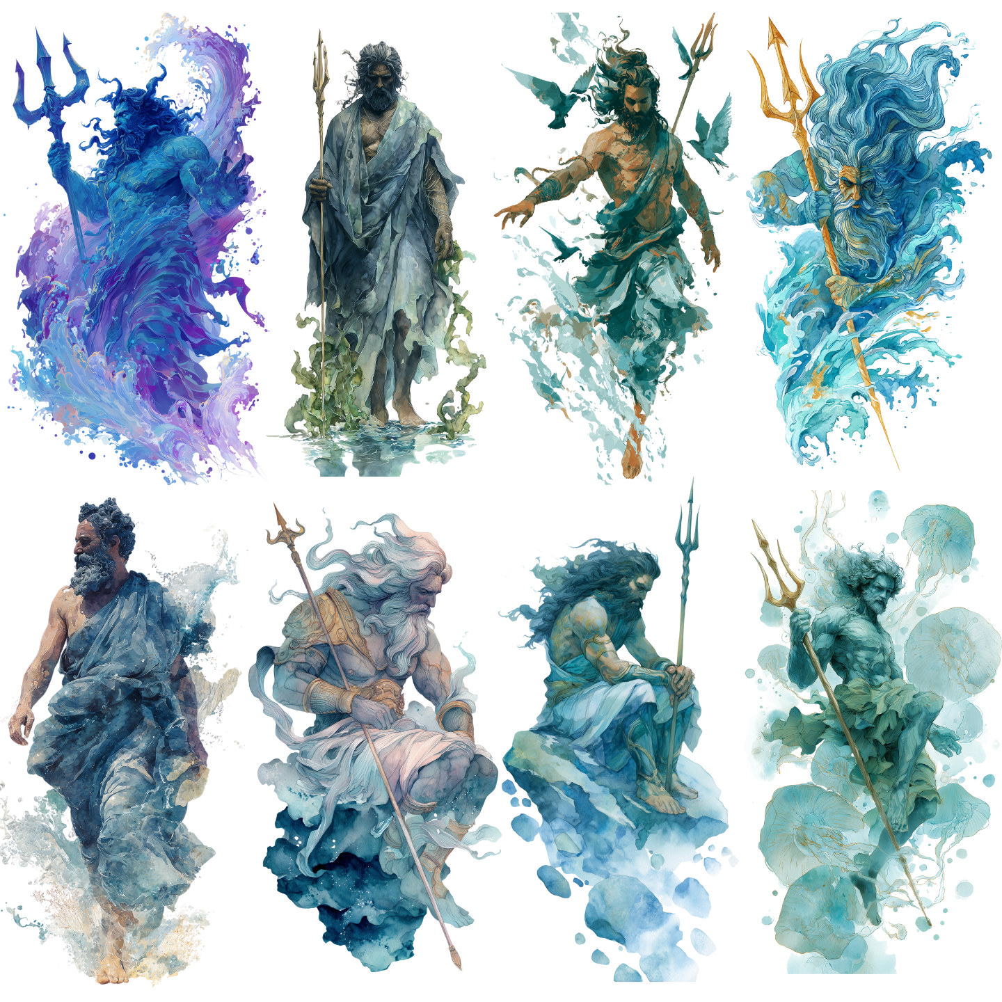 Poseidon Tattoo Design Bundle — 110 Files | Greek God 4K PNG Collection