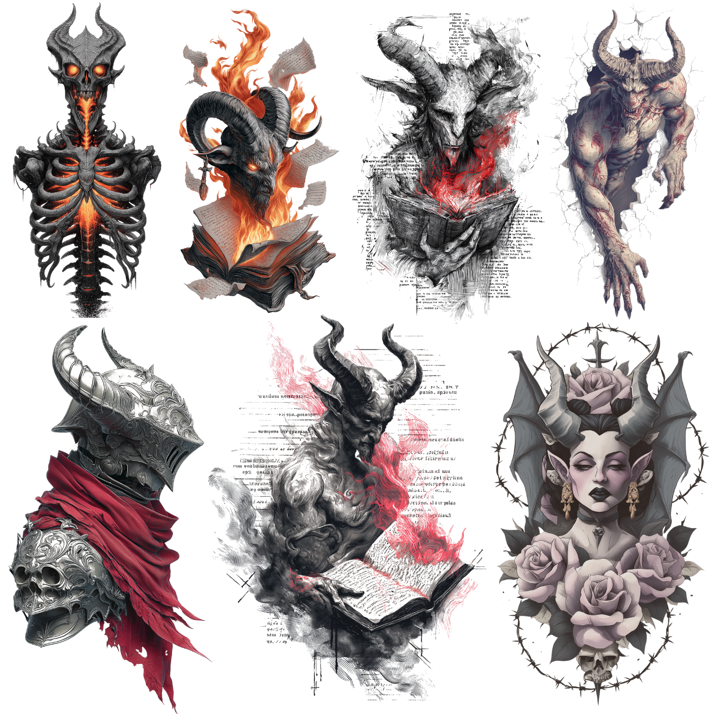 Demon Tattoo Design Bundle — 158 Files | 4K PNG Collection