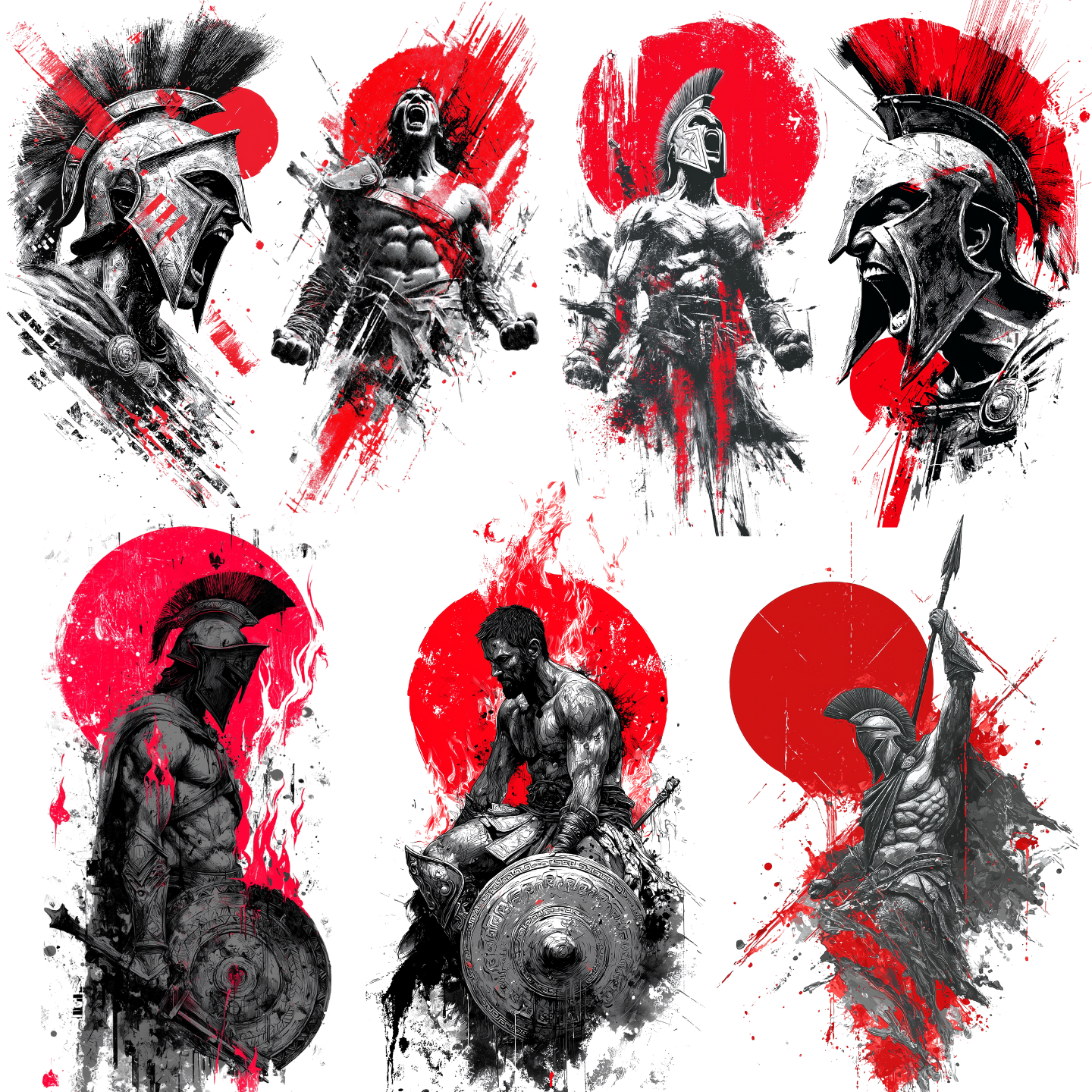 Spartan Tattoo Design Bundle — 150 Files | 4K PNG Warrior Art Collection