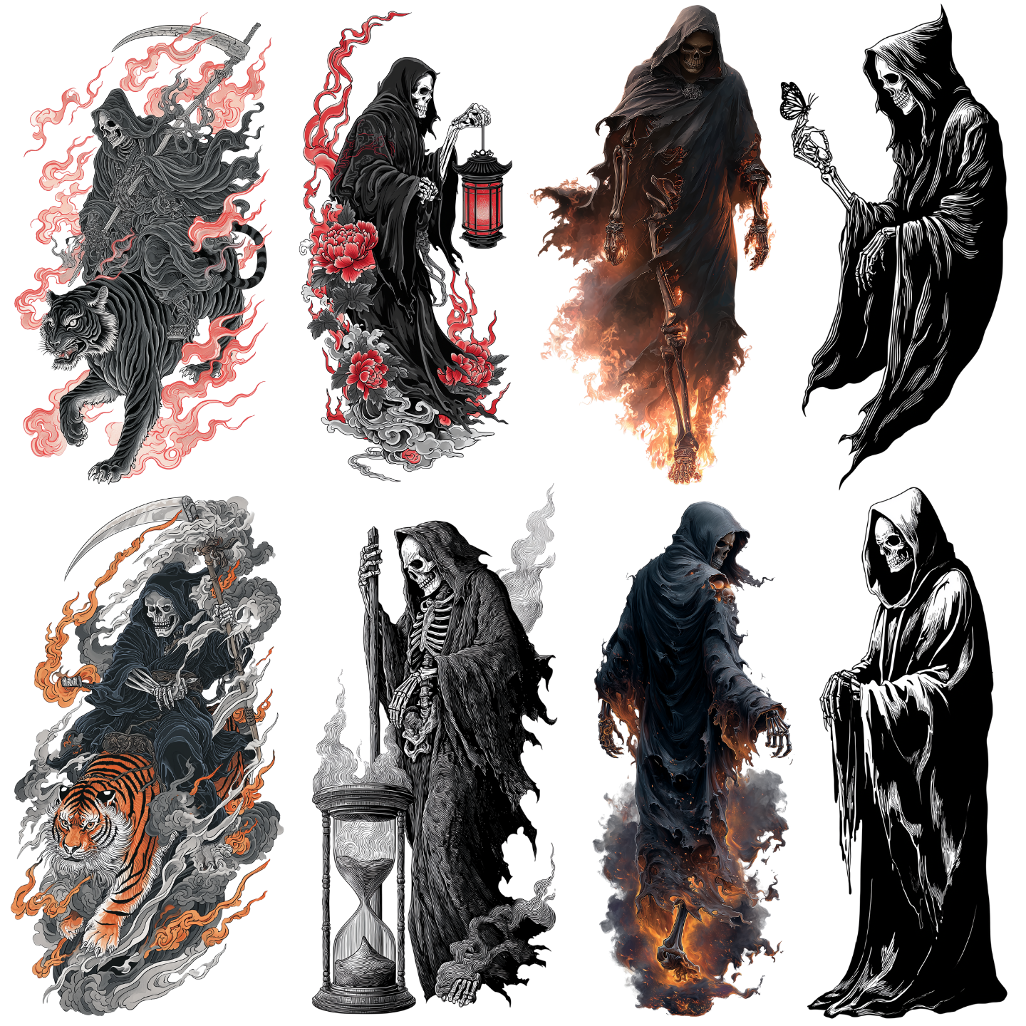 135 Grim Reaper Tattoo Designs Bundle | 4K PNG Collection