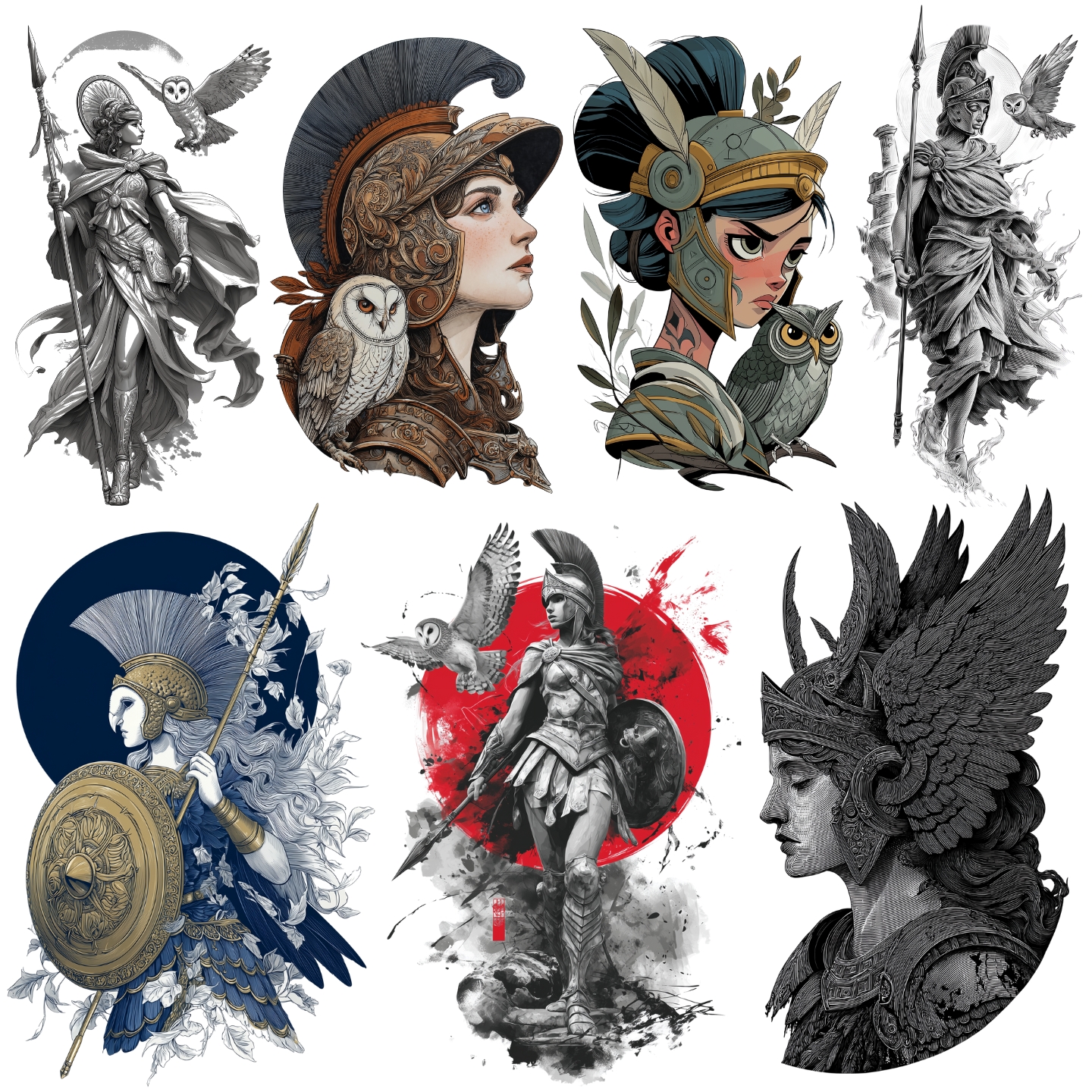 75 Athena Tattoo Designs Bundle | 4K PNG