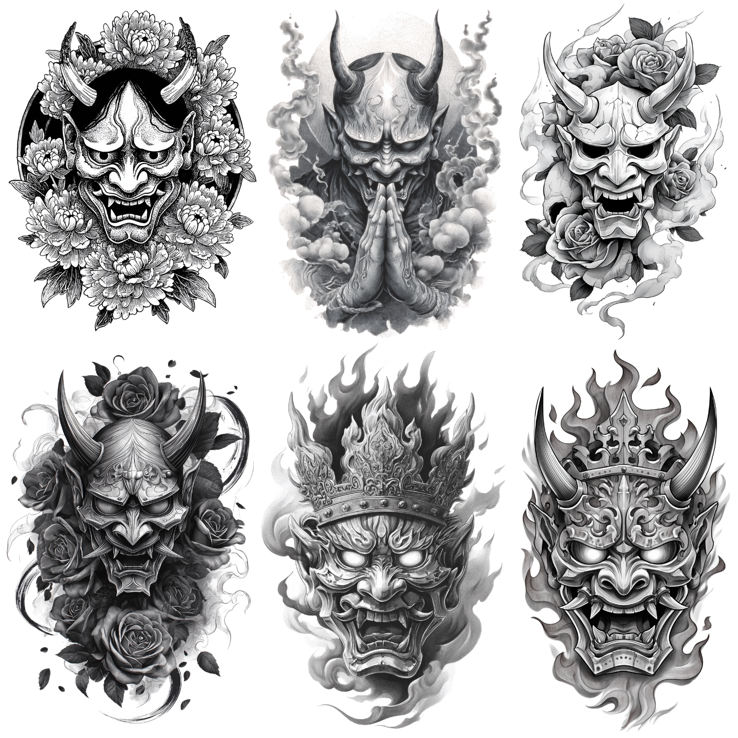 105 Oni Tattoo Designs Bundle | Japanese Demon 4K PNG Collection