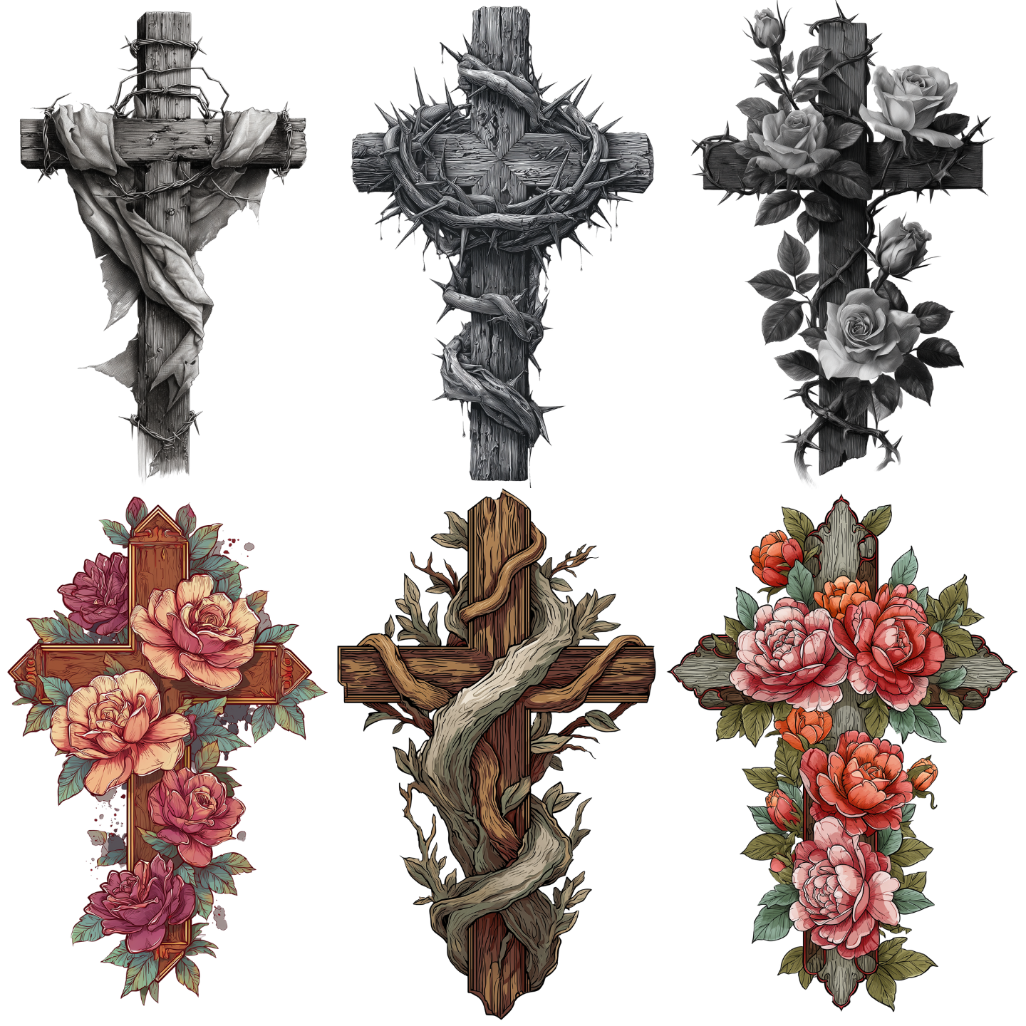 75 Cross Tattoo Designs Bundle | 4K PNG