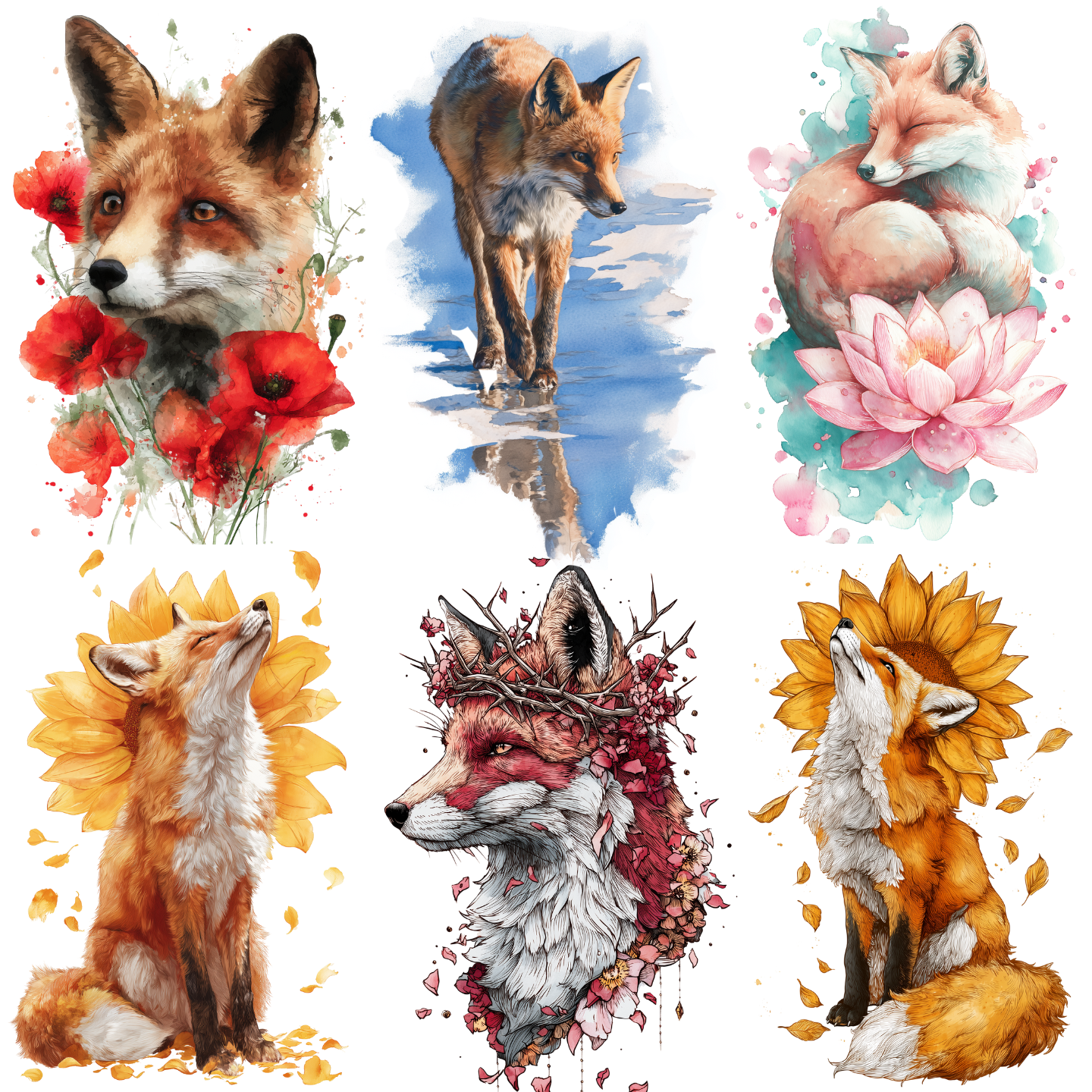 Fox Tattoo Design Bundle — 100 Files | 4K PNG Collection