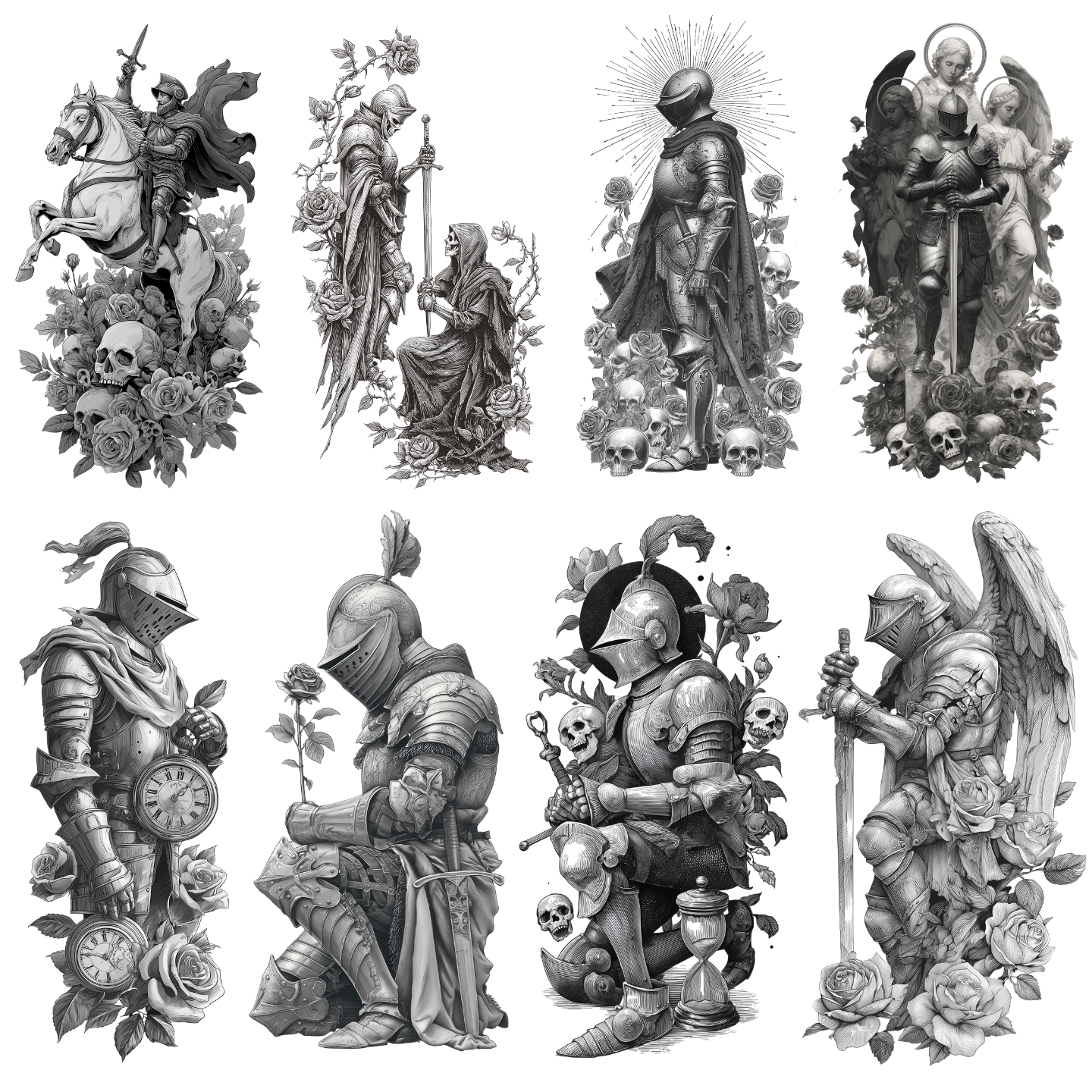 Knight Tattoo Design Bundle — 80 Files | 4K PNG Collection