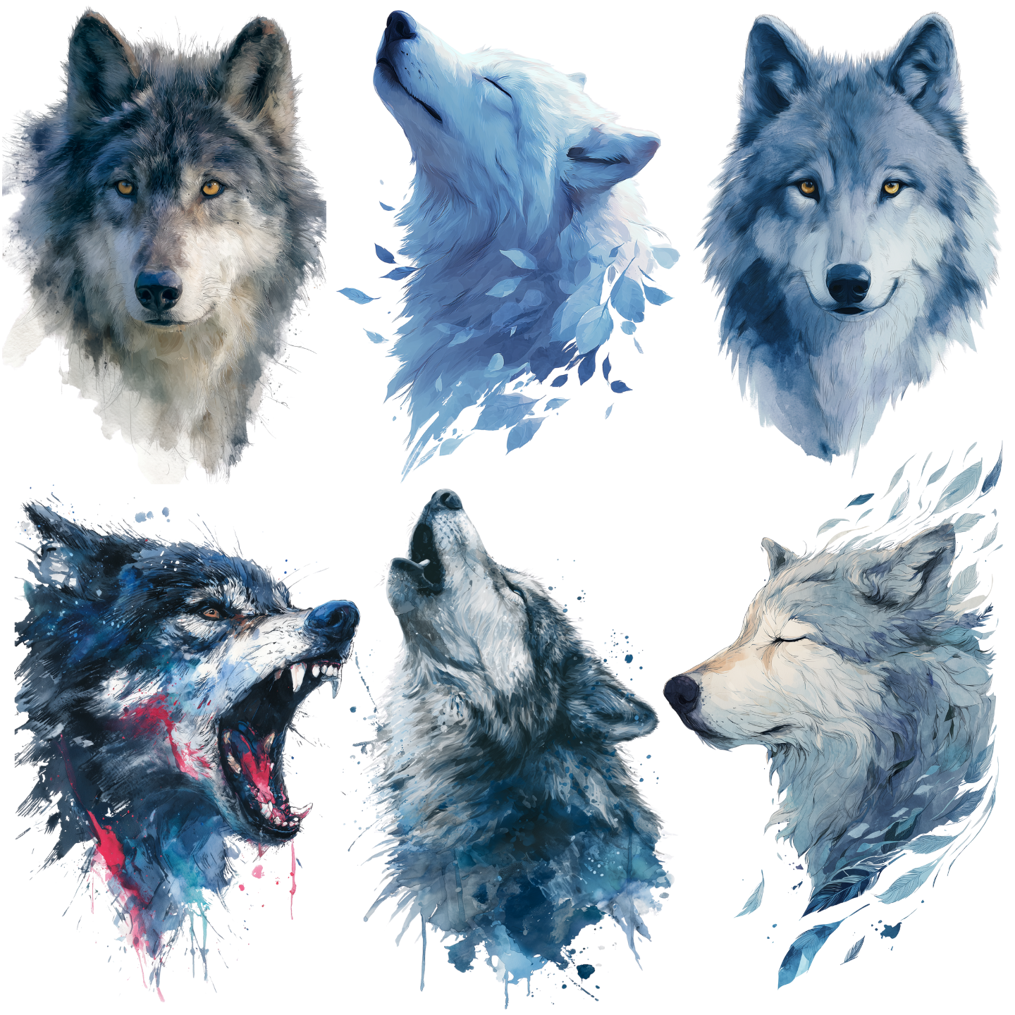 80 Wolf Tattoo Designs | Wild Spirit 4K PNG Tattoo Art Bundle