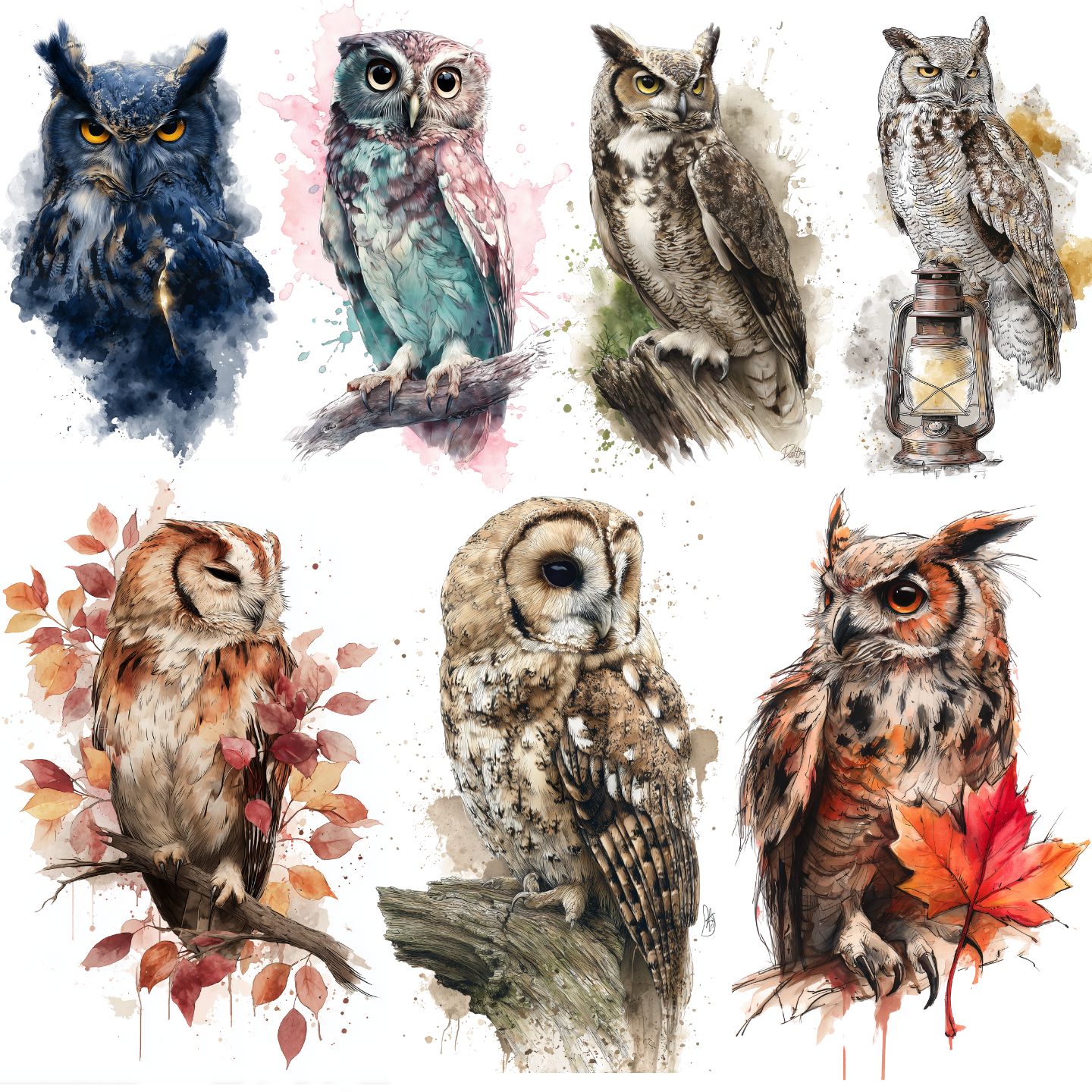 147 Owl Tattoo Designs Bundle | 4K PNG Art Collection