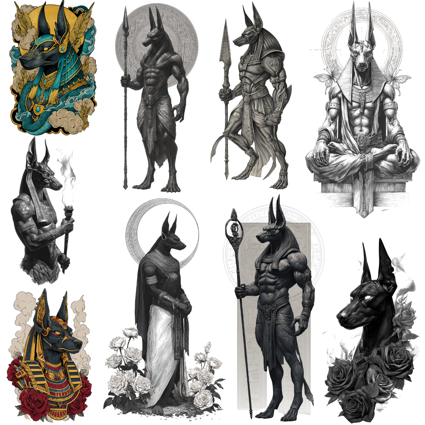 70 Anubis Tattoo Designs Bundle | 4K PNG
