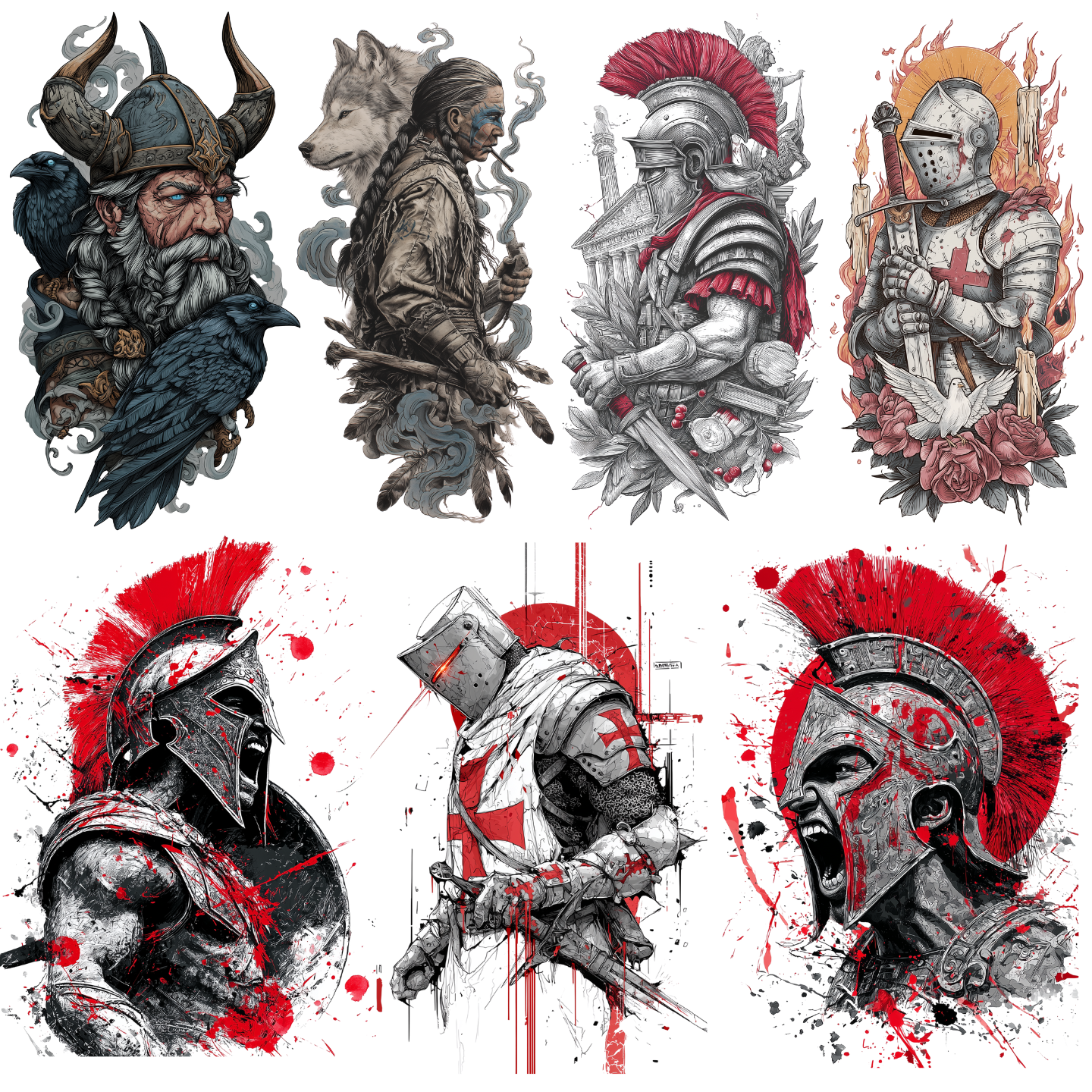 Warrior Tattoo Design Bundle — 145 Files | 4K PNG Brave Art Collection
